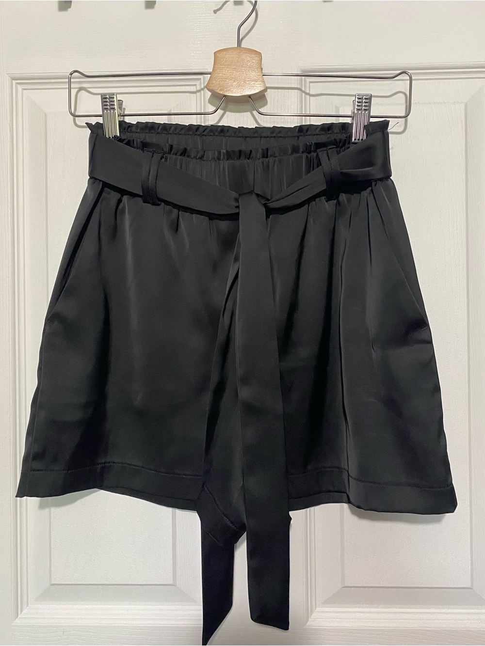 Joie Black High-Waist Tie-Belt Shorts